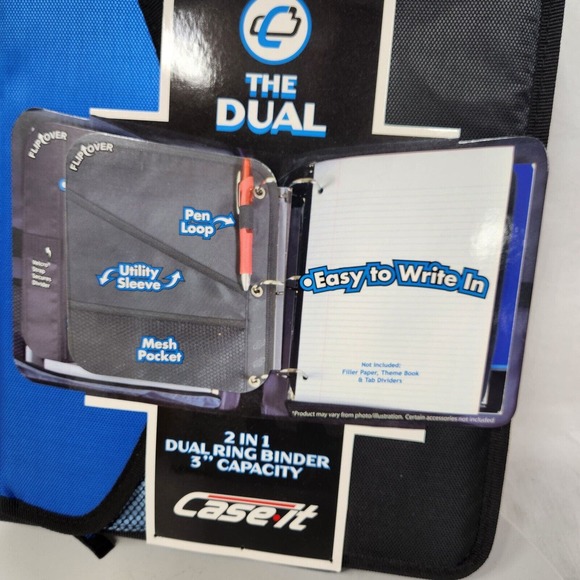 NEW Case It The Dual 2 in 1 Dual 1.5 D-Ring Binder 3" Capacity Trapper Keeper - Picture 3 of 10